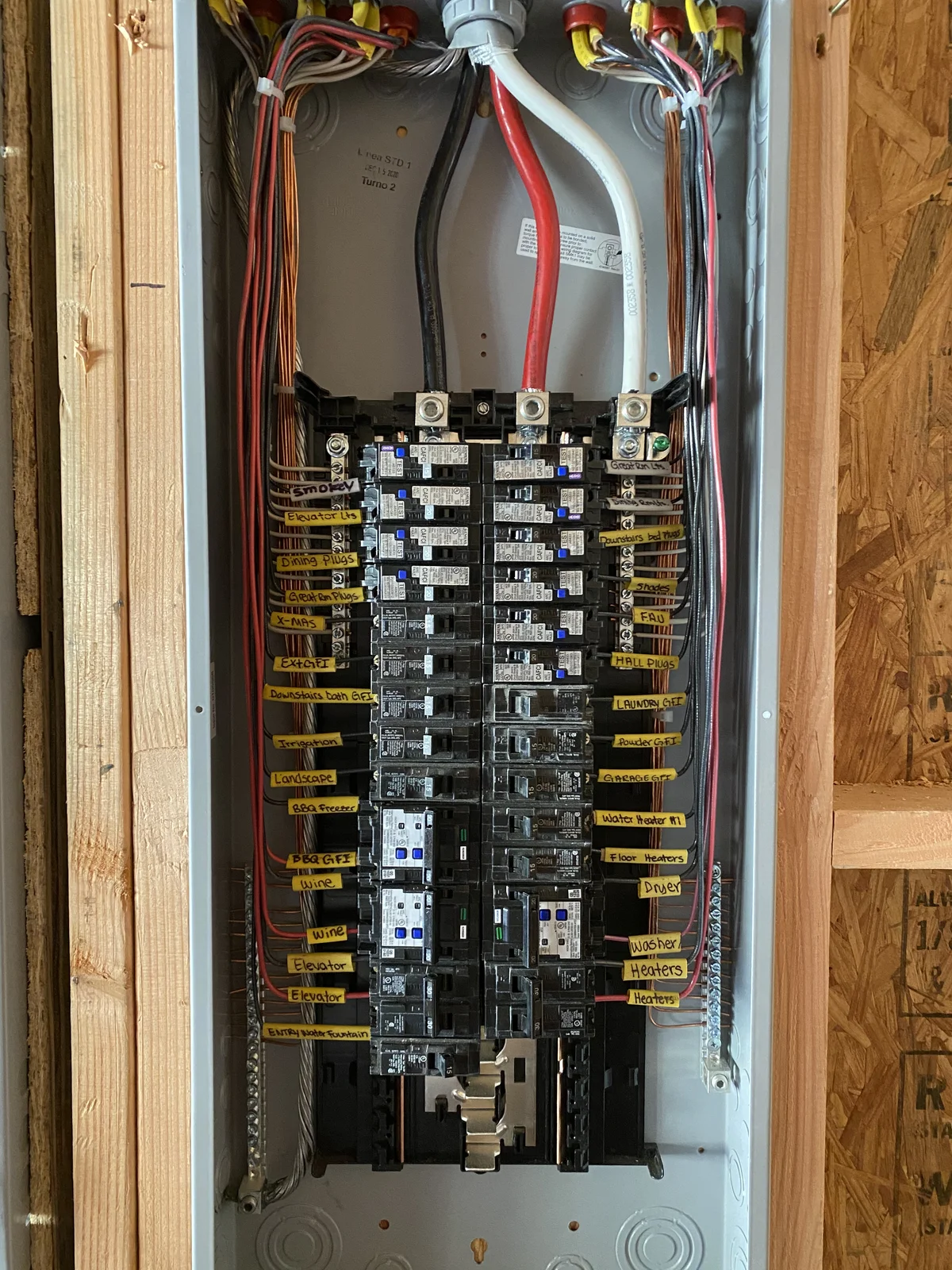 J&R Electric clean, labeled residential electrical panel install